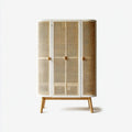 Witte opbergkast met rotan voor in de woonkamer - 90 x 45 x 120