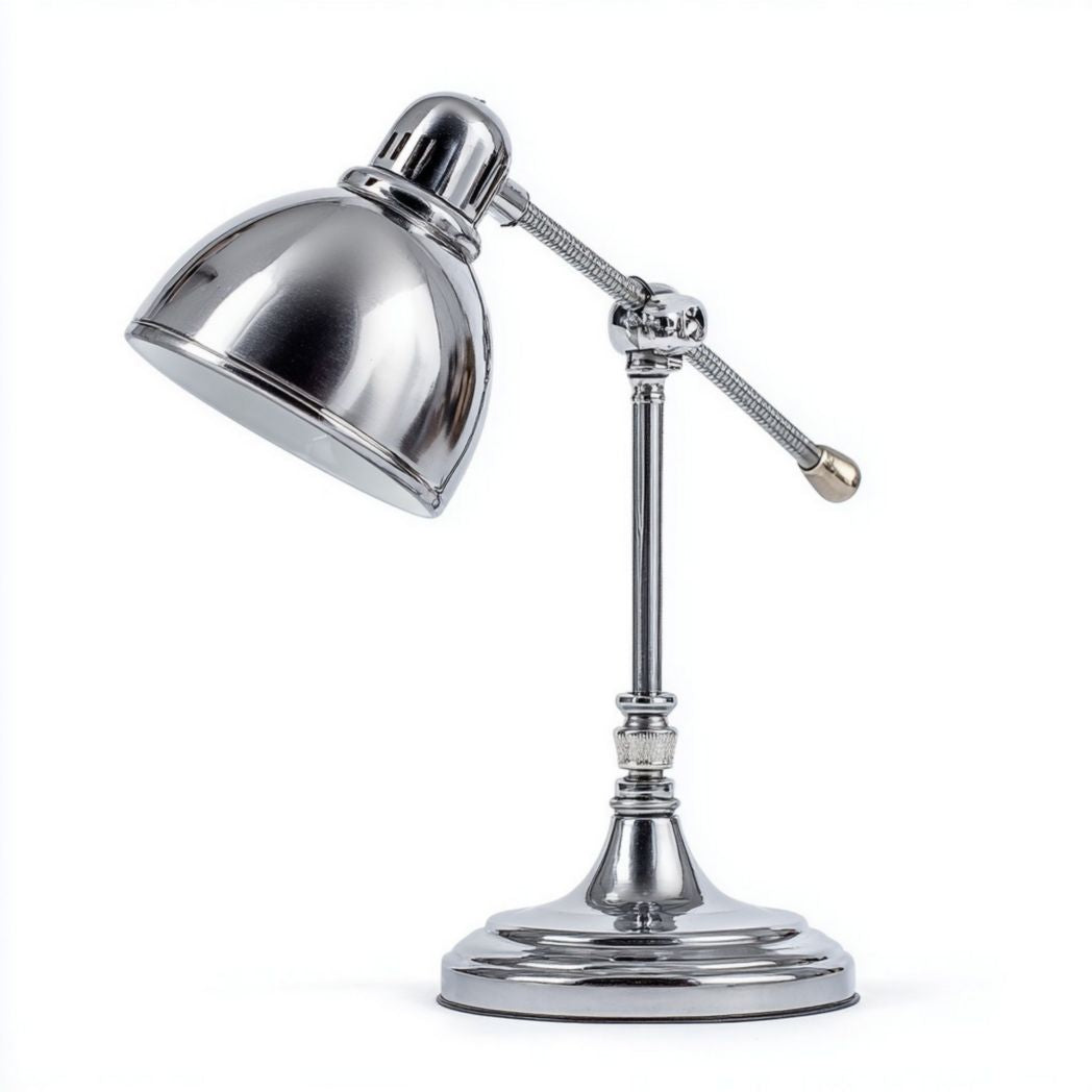 Bureaulamp van verchroomd metaal voor kantoor of studie - 30 x 15 x 50